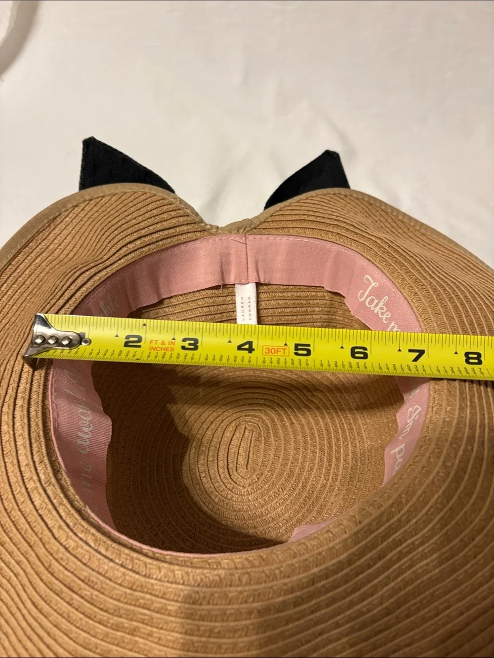 LC Lauren Conrad Tan Straw Sun Hat with Black Ribbon Bow